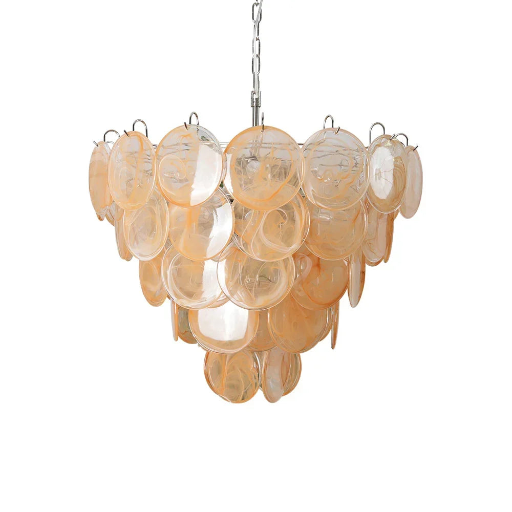 Vintage Gold Disc Glass Chandelier