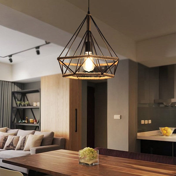 Epoch Countryside Diamond Pendant Light Black Metal Kitchen/Cafe