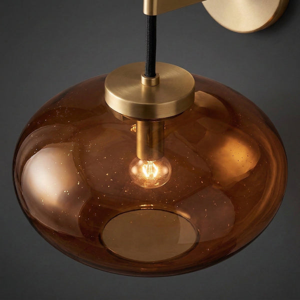 Brass & Amber Glass Wall Sconce | CLFFD3