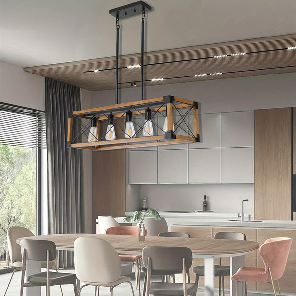 5-Light Farmhouse Rectangular Chandelier