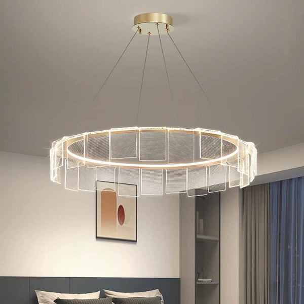 Chandelier Circular Round Ring Acrylic LED, Gold