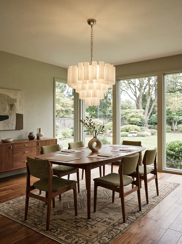 Nivelle White Glass Tiered Chandelier