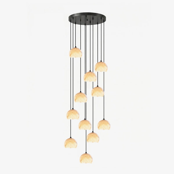 Petal Alabaster Dome Staircase Chandelier