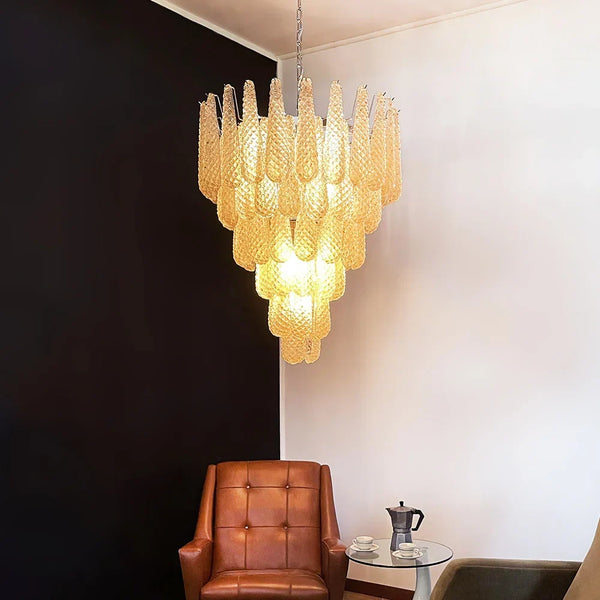 Vintage Amber Glass Petals Chandelier