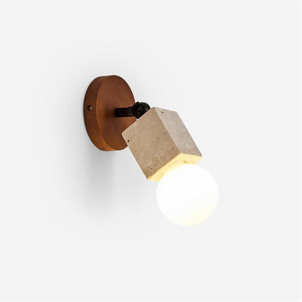 Tavaenne Cute Travertine Wall Lamp Wood Plate