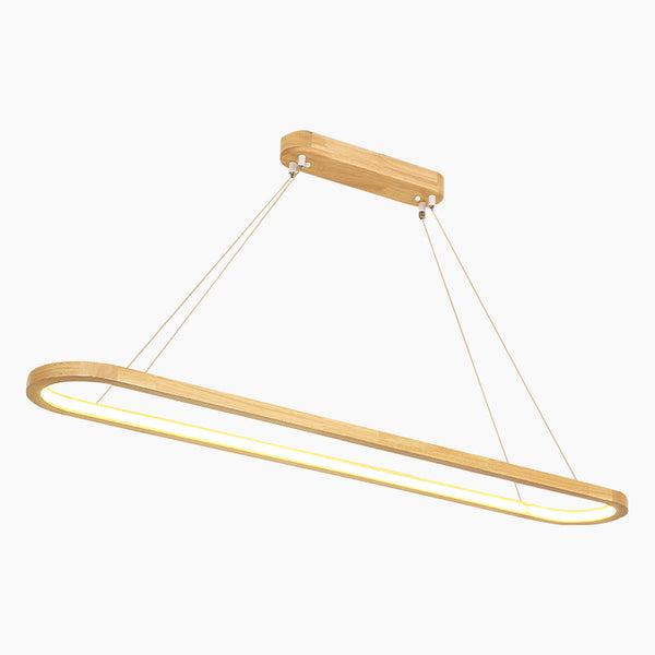 Pendant Light Chandelier Modern Minimalist Oval Linear for Dining Room, Wood