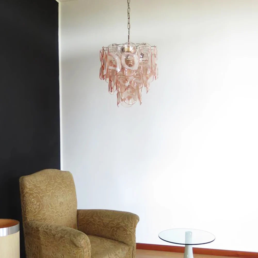 Fiorella Blush Petal Glass Chandelier