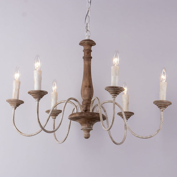 Syshaeth Vintage Industrial Hand-carved Wood Chandelier