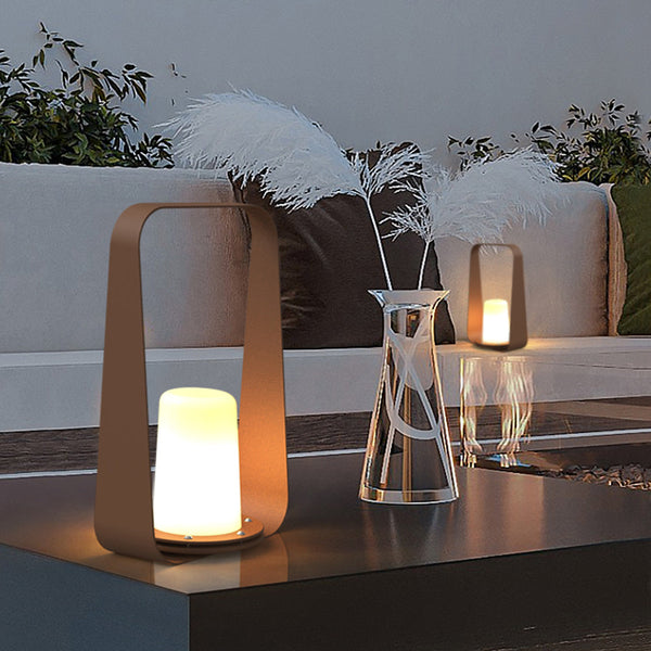 Ray Minimalist Portable Rechargeable Lamp de Table, Coffee/Grey