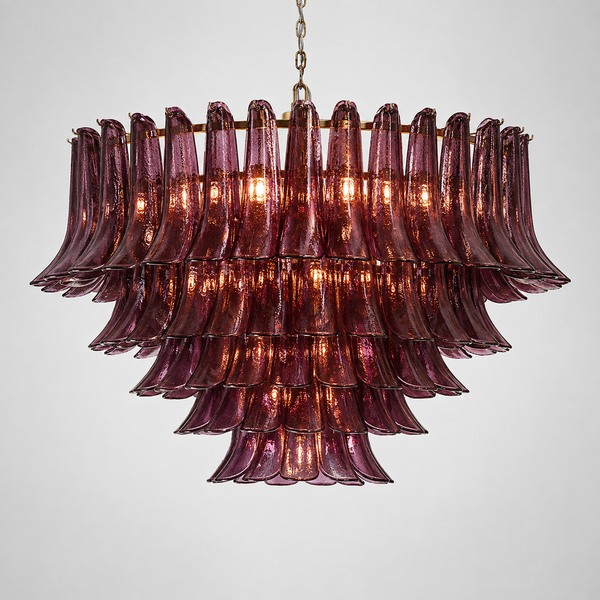 The Orbis Chandelier | Sculptural Burgundy Glass & Brass | CLND006