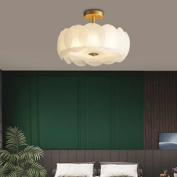 Ceiling Light Semi-Flush Mount Acrylic Drum, White