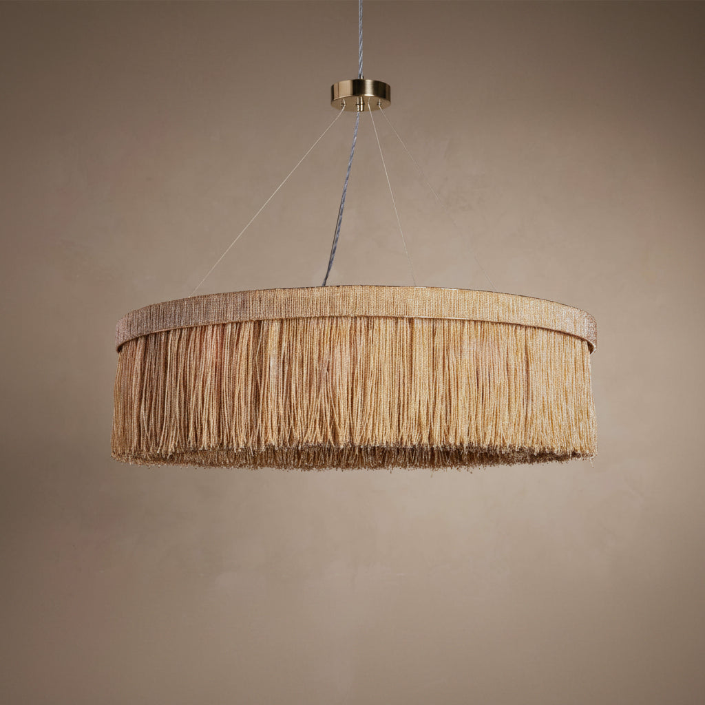 The Elara Chandelier | Beige Rattan Ring | CLND011