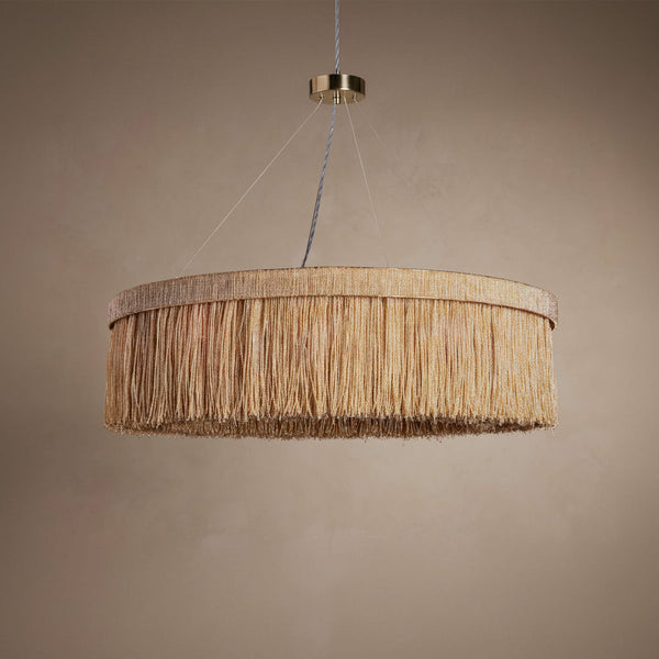 The Elara Chandelier | Beige Rattan Ring | CLND011