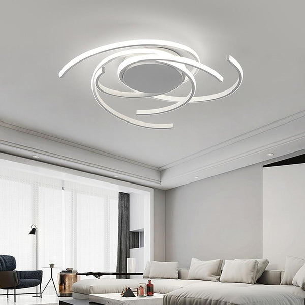 Arisha Modern Multi Arc Linetype Ceiling Light,Black/White