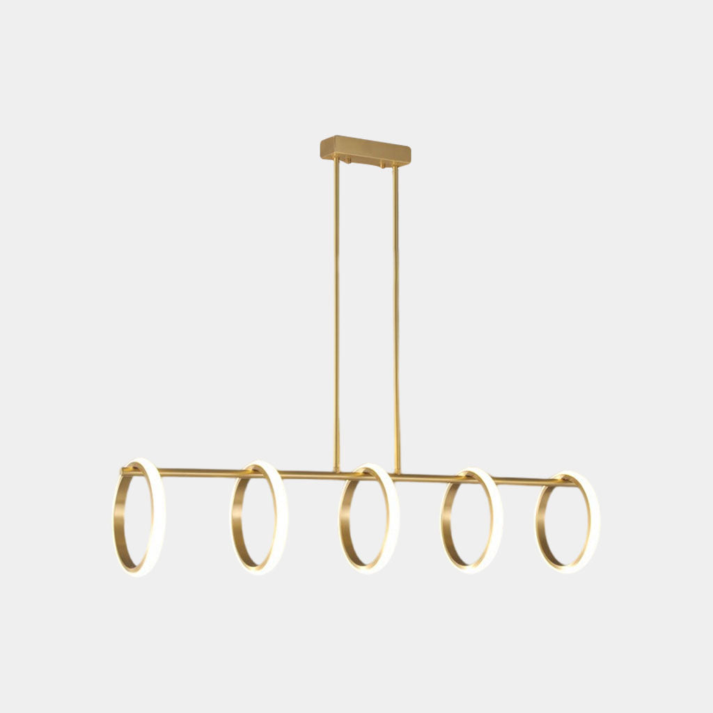 Chandelier Hanging Pendant Light Unique Elegant Brass, 5 Rings