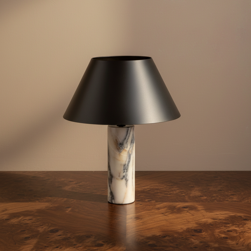 Marble Grey Column Table Lamp | CLBULS03