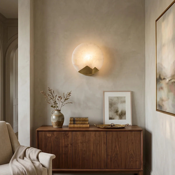 Modern Alabaster Brass Wall Light
