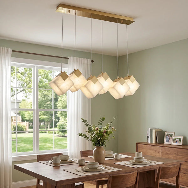 Modern Cube Alabaster Pendant Light