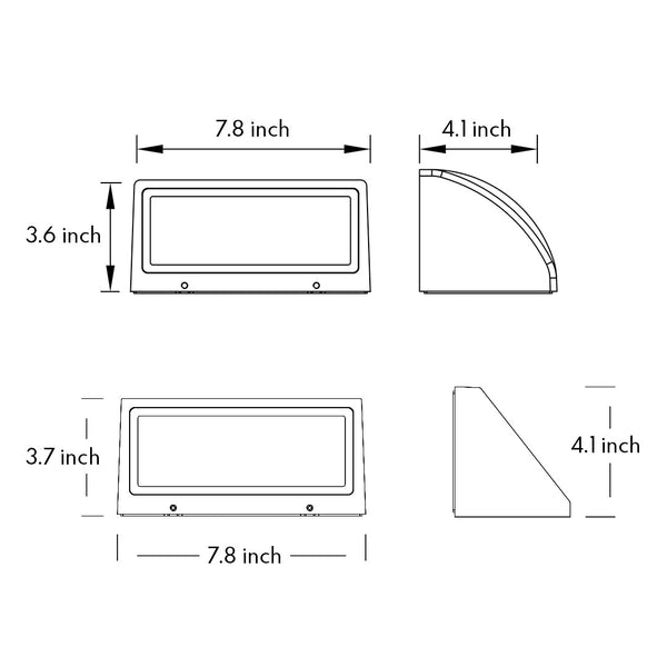 Wide LED Modern Classic Glass Outdoor Wall Light