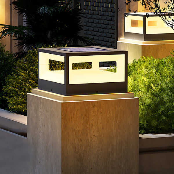 Lolass Hollow Square Stell Outdoor Pillar Light