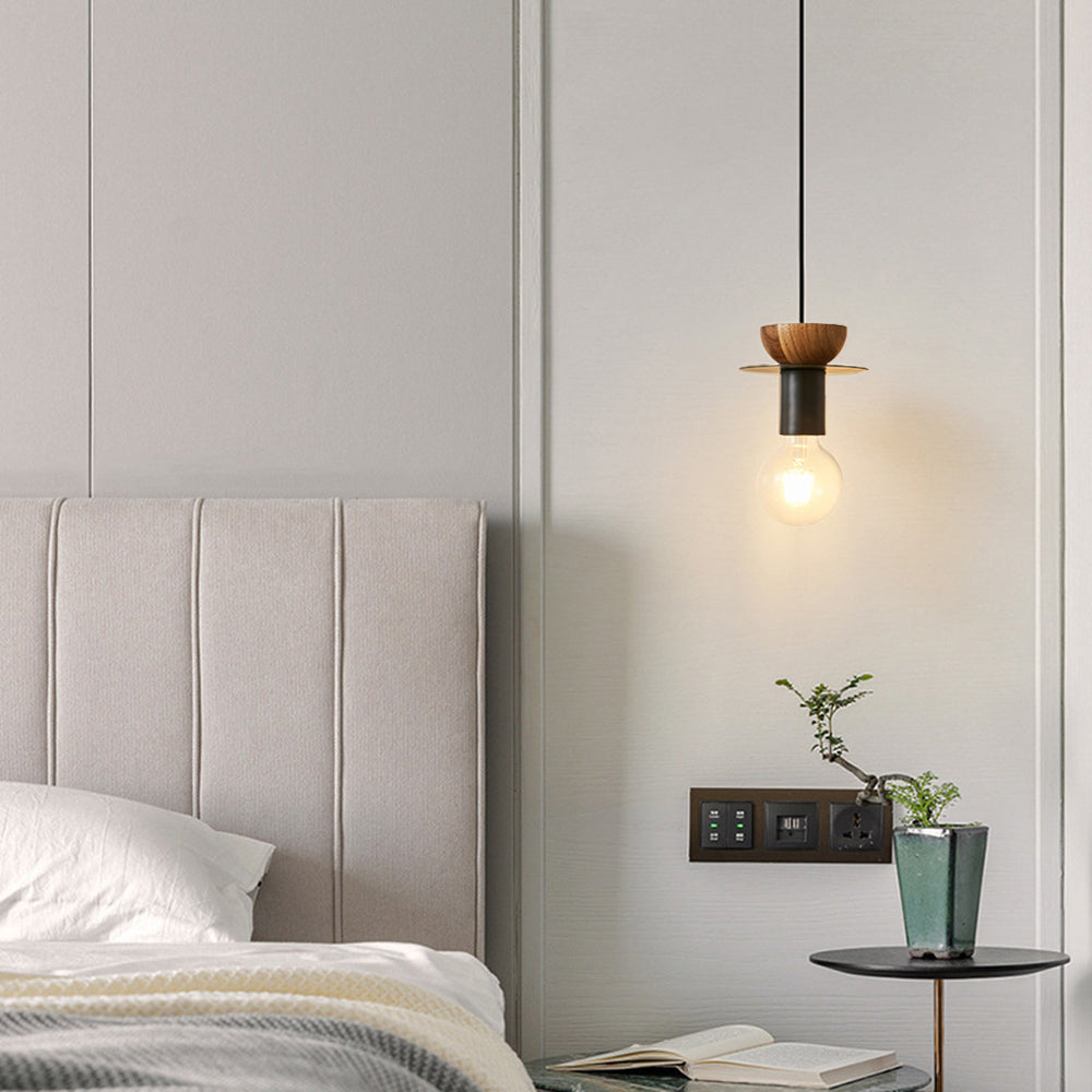 Valentina Modern Simple Pendant Light Copper Walnut Bedroom Dining Room