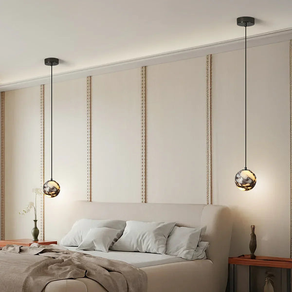 Spherical Marble Pendant Light