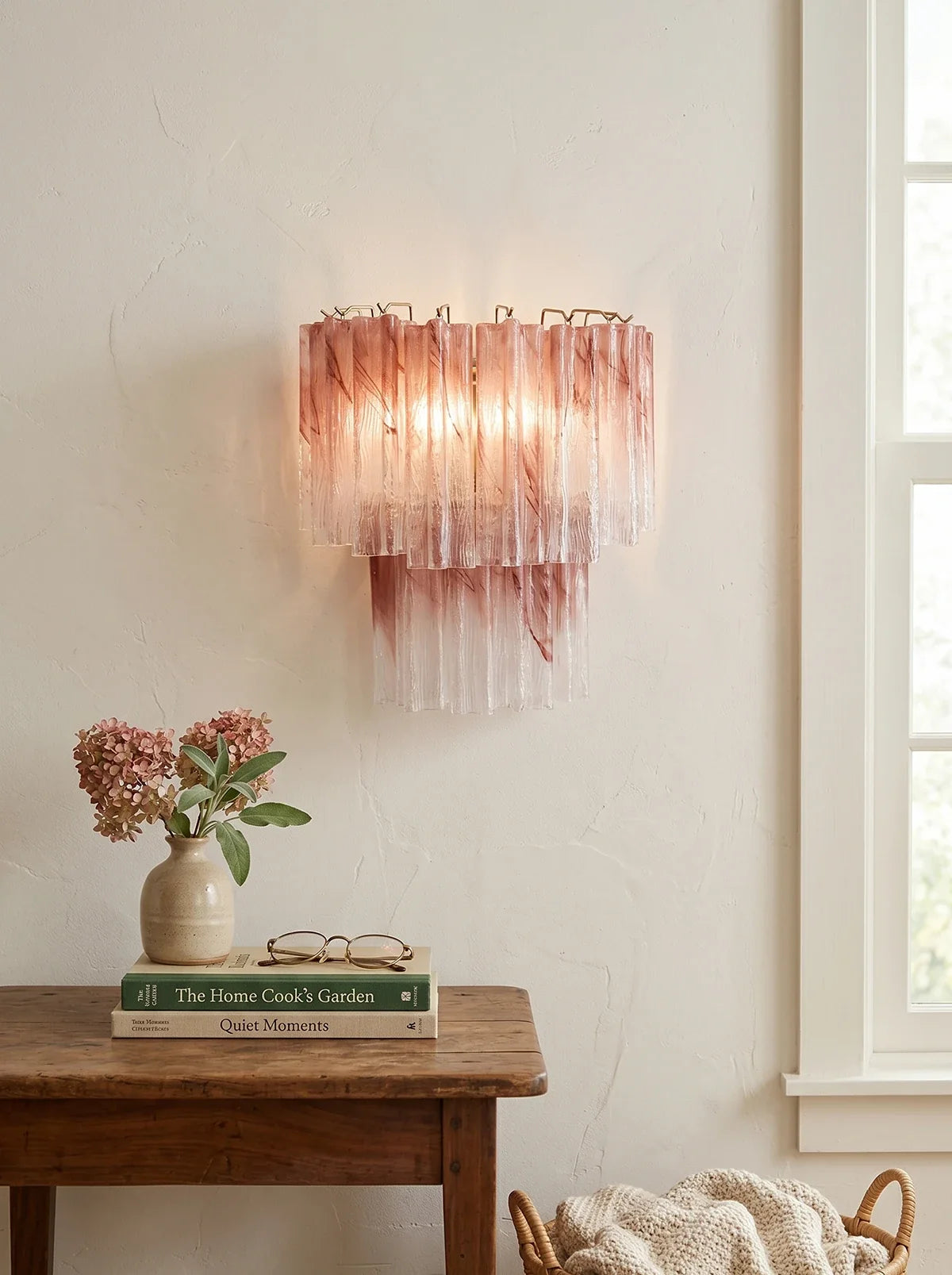 Pink Glass Tube Wall Sconces