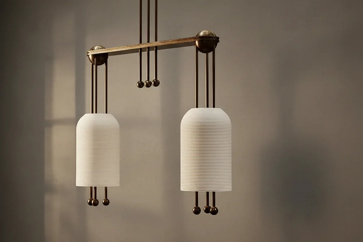 The Verona Linear | Solid Copper & Fluted Biscuit Ceramic | CLVRN