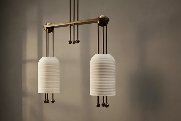 The Verona Linear | Solid Copper & Fluted Biscuit Ceramic | CLVRN