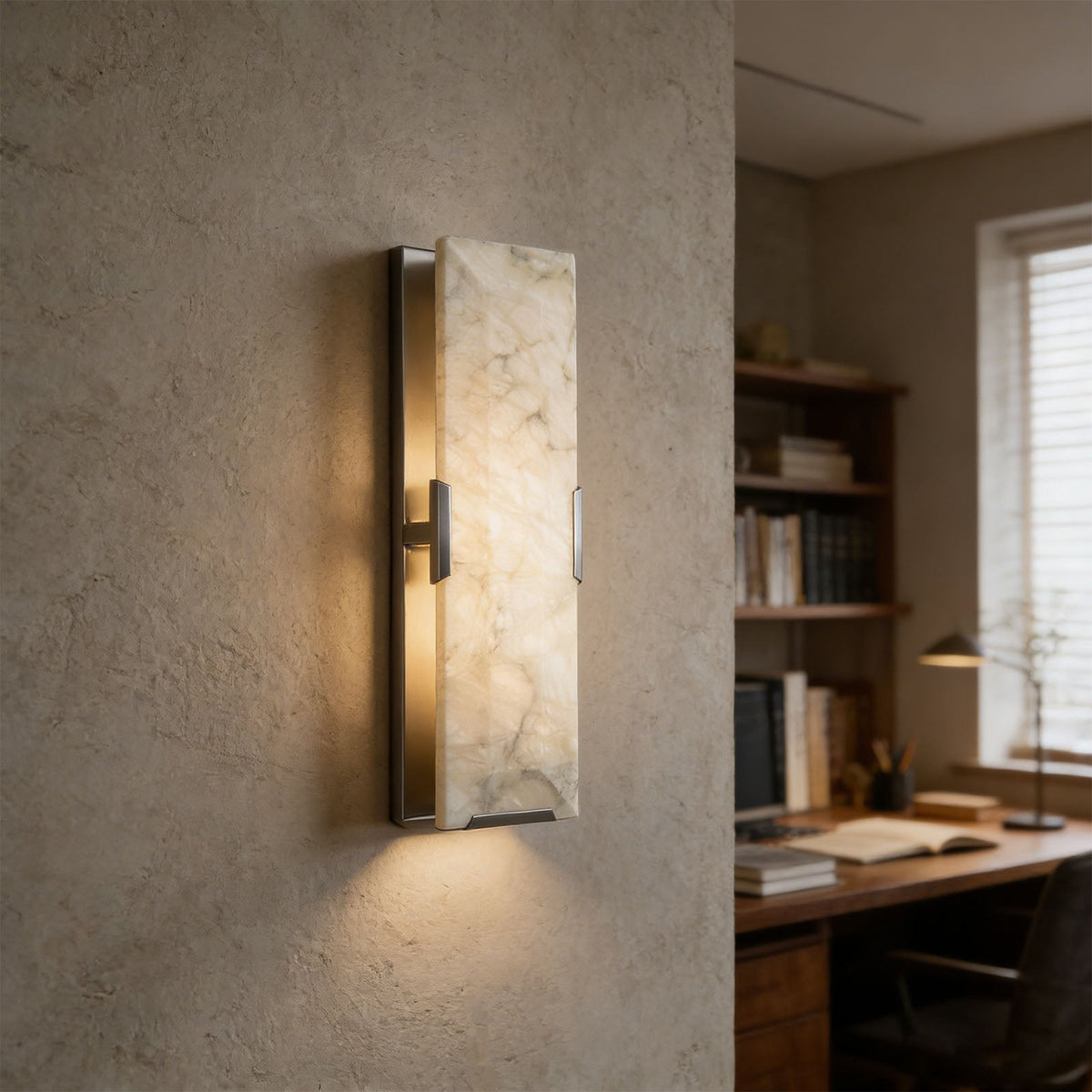 Linear Symmetry Alabaster Wall Sconce